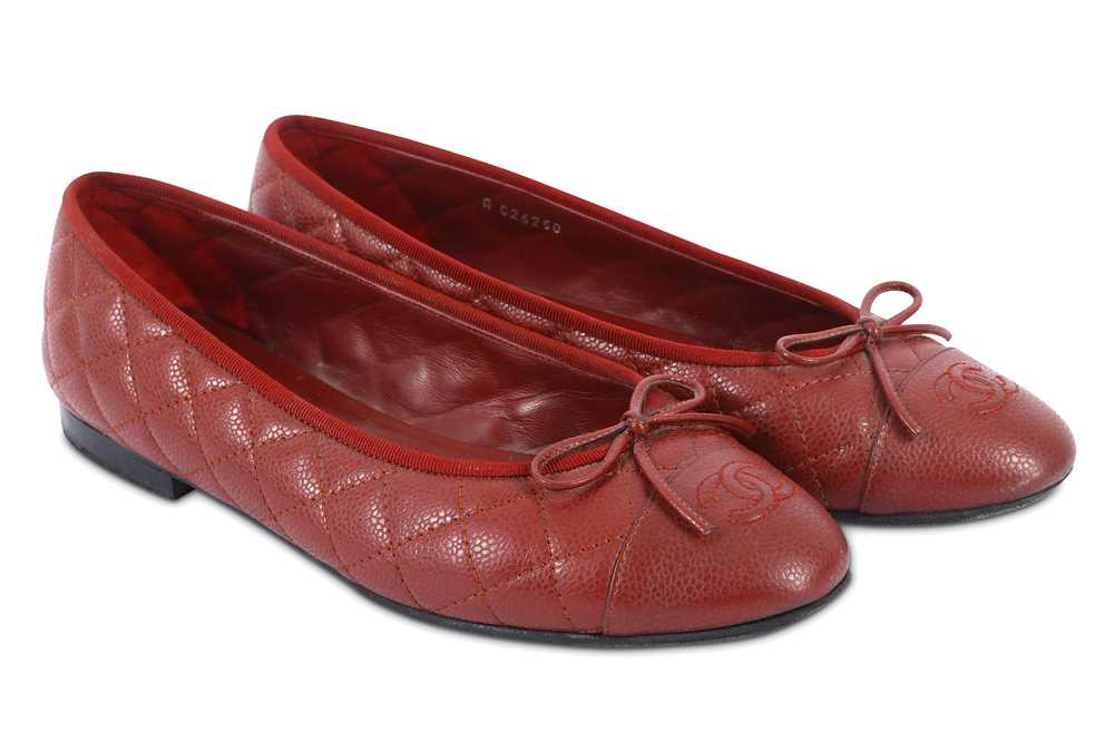 Red chanel ballerina flats Clearance