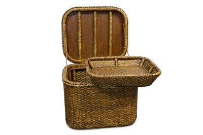Lot 104 - ITALY: A Picnic Basket, c.1930s, woven rattan...