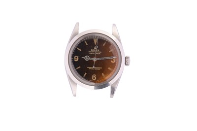 Lot 430 - A RARE AND ATTRACTIVE ROLEX MEN'S STAINLESS STEEL AUTOMATIC WRISTWATCH