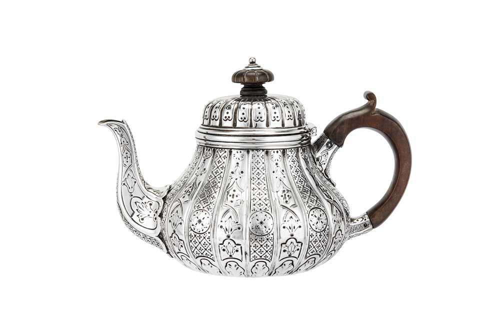 Lot 475 - A Victorian sterling silver abercorn pattern bachelor teapot, London 1849 by Robert Garrard II (reg. 16th April 1818)