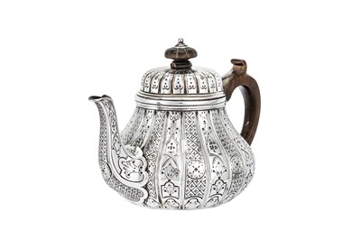 Lot 475 - A Victorian sterling silver abercorn pattern bachelor teapot, London 1849 by Robert Garrard II (reg. 16th April 1818)
