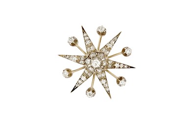 Lot 1 - A diamond star brooch, circa 1890 The six ray...