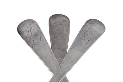 Lot 345 - A set of six George III sterling silver tablespoons, London 1775 by Hester Bateman