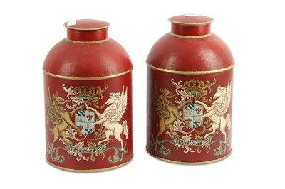 Lot 395 - A pair of contemporary toleware tea canisters...