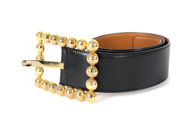 Lot 426 - Celine Black Leather Large Buckle Belt Size 75