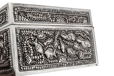 Lot 184 - A mid to late 20th century Cambodian unmarked silver casket, circa 1970