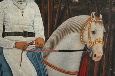 Lot 286 - A LARGE EQUESTRIAN PORTRAIT OF MAHARAJA FATEH SINGH OF MEWAR (r. 1884-1921)