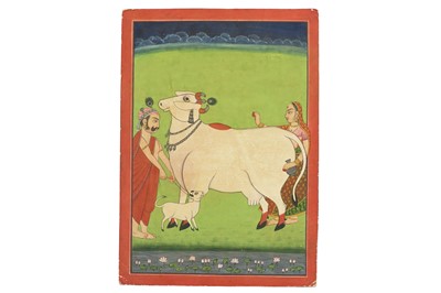 Lot 264 - A FAMILY OF COWHERDS WITH A WHITE COW AND ITS CALF