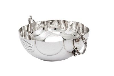 Lot 334 - Agricultural interest – A Victorian sterling silver twin handled trophy bowl, London 1894 by Edwin Charles Purdie