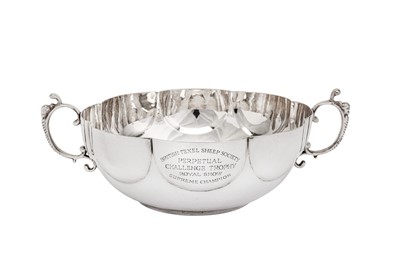 Lot 418 - Agricultural interest – A Victorian sterling silver twin handled trophy bowl, London 1894 by Edwin Charles Purdie