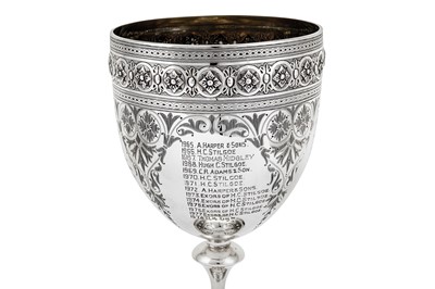 Lot 541 - Agricultural interest – A Victorian provincial sterling silver trophy cup, Exeter 1877 by Josiah Williams & Co