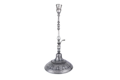 Lot 238 - A COMPLETE BIDRI SILVER-INLAID HUQQA (WATER PIPE)