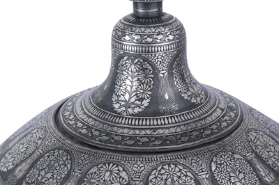 Lot 238 - A COMPLETE BIDRI SILVER-INLAID HUQQA (WATER PIPE)