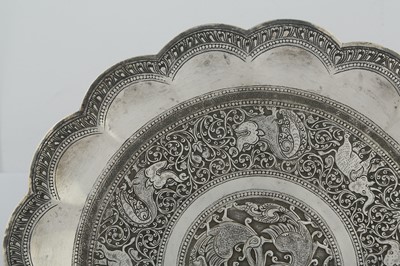 Lot 307 - A SOUTH-EAST ASIAN LOBED SILVER PLATE