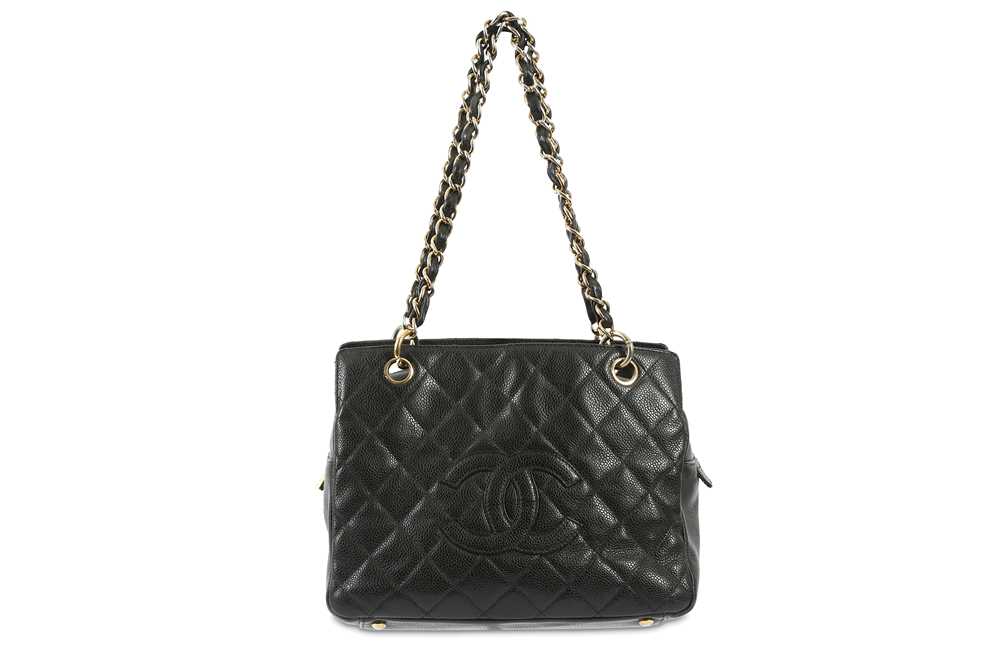 Chanel Grand Shopping Tote GST in black caviar leather with silver