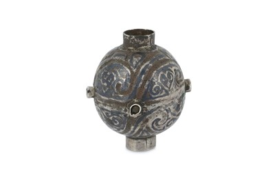 Lot 80 - A NIELLOED SILVER NECKLACE BEAD AND A CYLINDRICAL AMULET