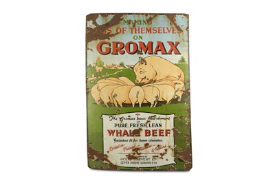Lot 392 - An enamel sign, 'Making pigs of themselves on...