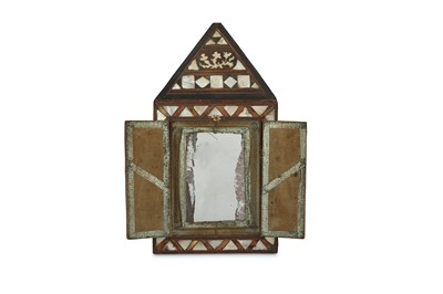 Lot 95 - λ A BONE, MOTHER-OF-PEARL AND TORTOISE SHELL-INLAID NICHE MIRROR