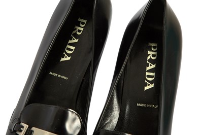 Lot 129 - Two Pairs of Black Prada Shoes - Size 40.5