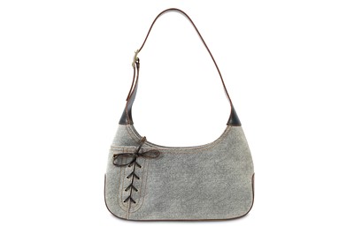 Lot 317 - Salvatore Ferragamo Suede Denim Look Shoulder Bag