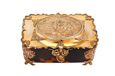 Lot 211 - A Victorian sterling silver-gilt mounted tortoiseshell dressing table casket, London 1899 by George Fox