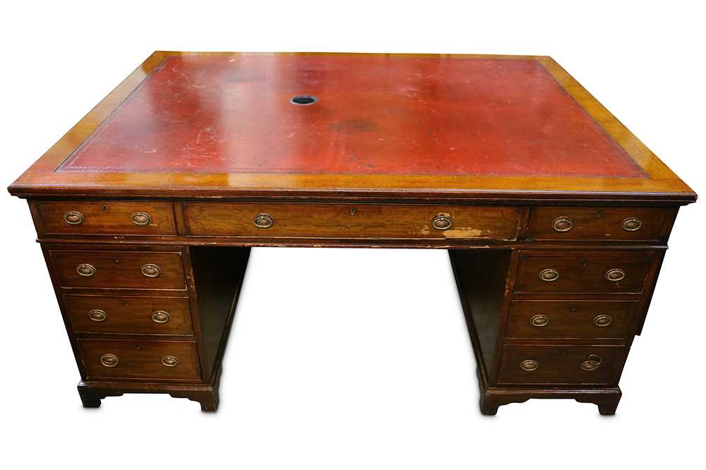 Lot 329 - A late Victorian mahogany partners desk, the...