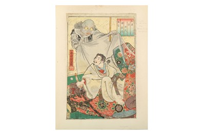 Lot 633 - FIVE JAPANESE COMIC PRINTS BY KUNIYOSHI AND OTHERS.