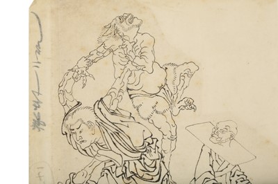 Lot 671 - STYLE OF HOKUSAI AND OTHERS.