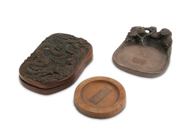 Lot 224 - Three Chinese ink stones, the first example...