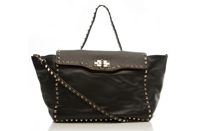 Lot 401 - Valentino Black Leather Rockstud Tote Bag