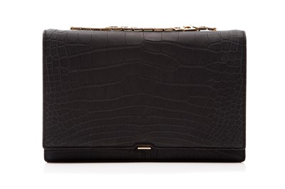 Lot 315 - Victoria Beckham Navy Matte Crocodile Chain Bag