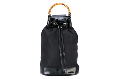 Lot 400 - Gucci Black Bamboo Two Way Tote Backpack