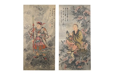 Lot 690 - YAN HONG. Figures. ink and colour on paper,...