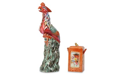 Lot 463 - A CHINESE FAMILLE ROSE MODEL OF A PHOENIX.