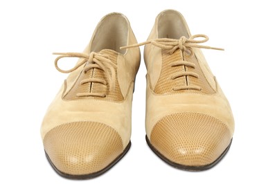 Lot 96 - Salvatore Ferragamo Beige Suede Shoes - size 7.5