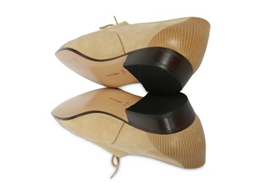 Lot 96 - Salvatore Ferragamo Beige Suede Shoes - size 7.5