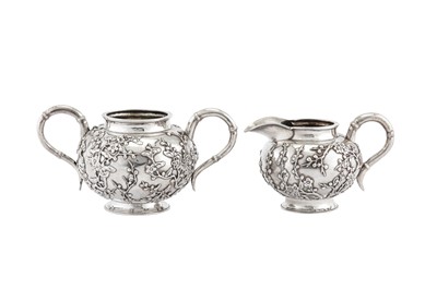 Lot 171 - An early 20th century Chinese export silver three-piece tea service, Shanghai circa 1910 retailed by Luen Hing