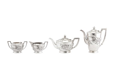 Lot 167 - A mid-20th century Chinese export silver four-piece tea and coffee service, Hong Kong circa 1940 retailed by Tack Hing