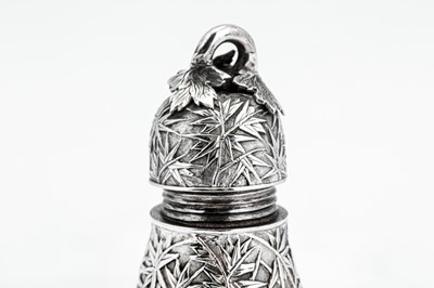 Lot 247 - A mid to late 19th century Chinese export silver double gourd tea caddy or wine bottle, Canton circa 1870 retailed by Cum Shing