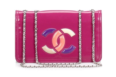 Lot 339 - Chanel Pink Patent Lipstick Flap Bag