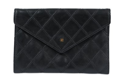 Lot 414 - Chanel Black Leather Envelope Wallet