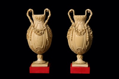 Lot 8 - A FINE PAIR OF 19TH CENTURY DIEPPE IVORY VASES...