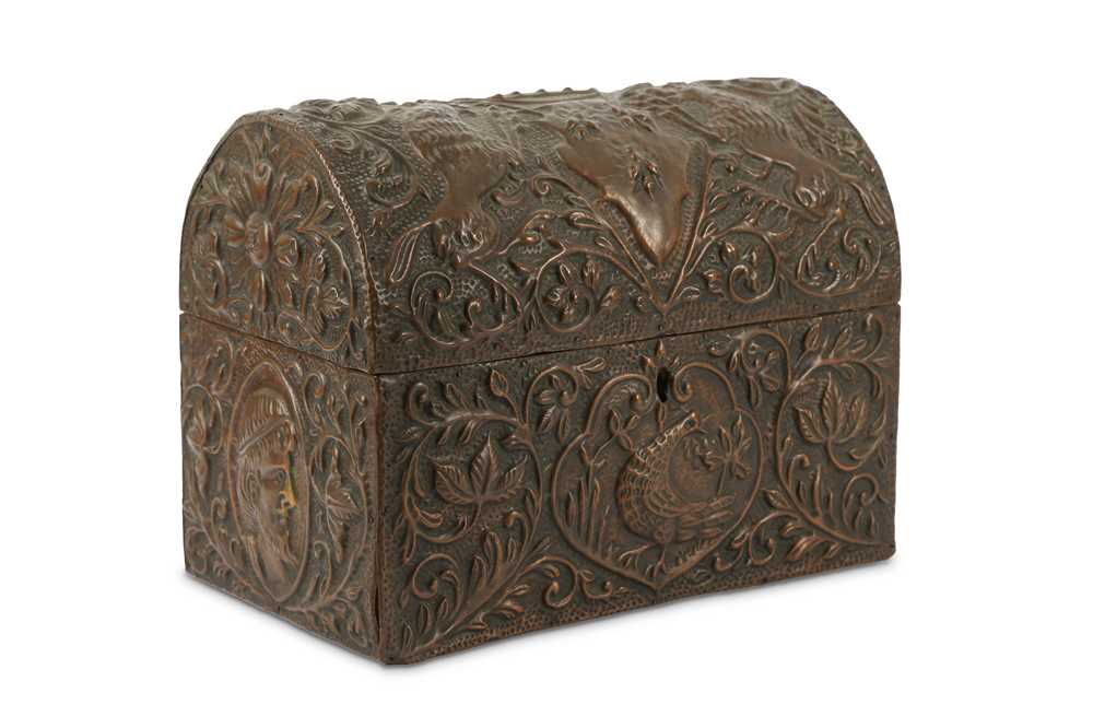 Lot 182 - An Italian domed casket embossed with Barberini coat of arms