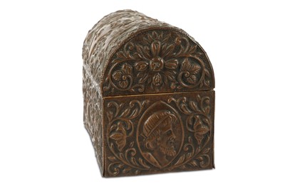 Lot 448 - An Italian domed casket embossed with Barberini coat of arms