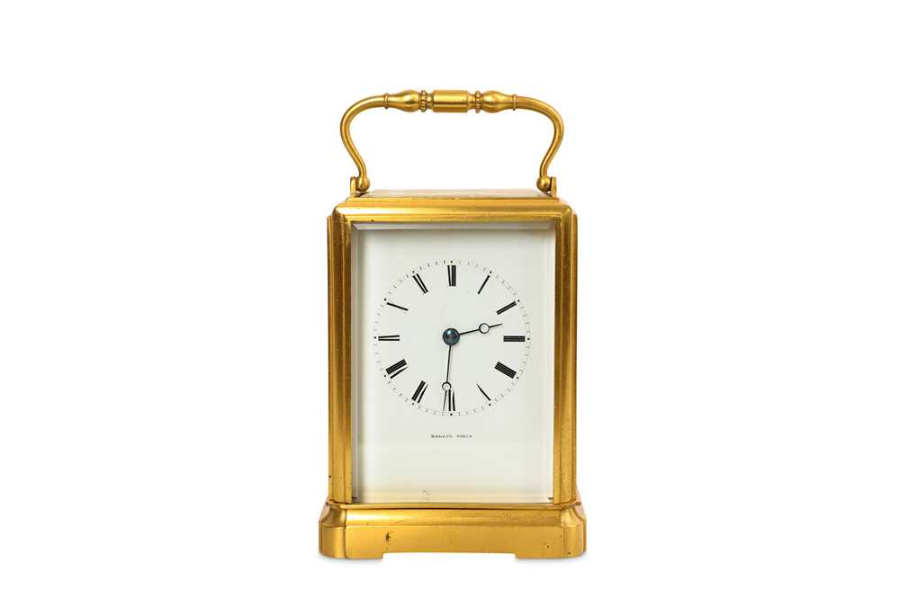 Lot 231 - A mid 19th century French gilt brass carriage clock signed Rollin Paris and Japy Freres