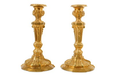 Lot 85 - A PAIR OF LATE 19TH CENTURY FRENCH GILT BRONZE...