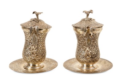 Lot 81 - A PAIR OF EGYPTIAN SILVER SAHLEP CUPS