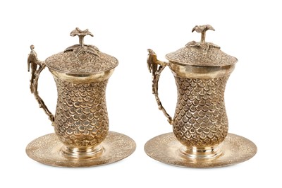 Lot 81 - A PAIR OF EGYPTIAN SILVER SAHLEP CUPS