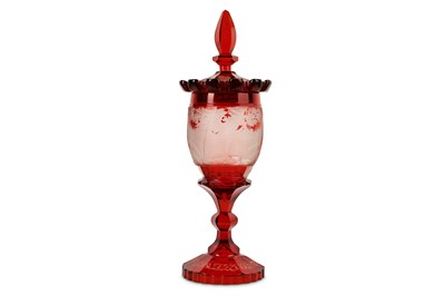 Lot 241 - A LARGE MID 19TH CENTURY BOHEMIAN RUBY GLASS...