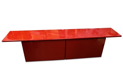 Lot 380 - A contemporary red and black lacquered cabinet,...